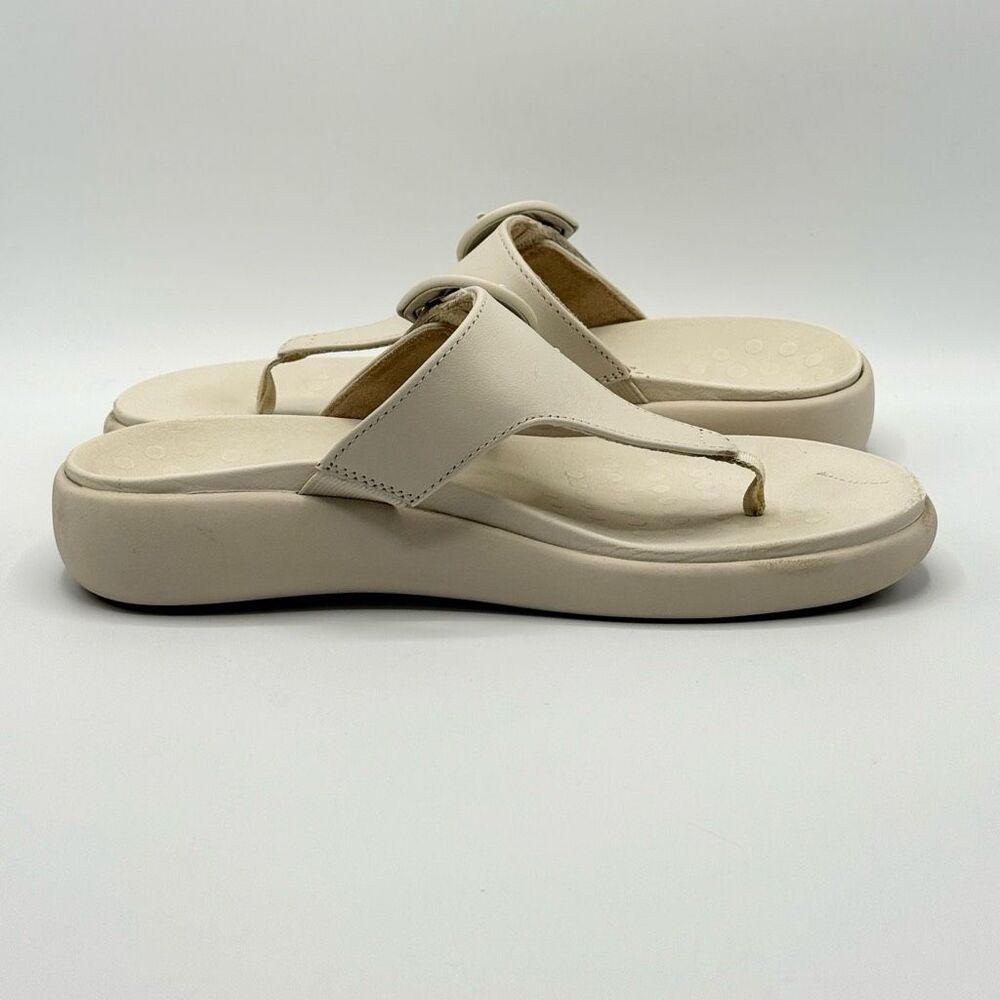 Vionic Activate RX Leather Flip Flop Sandals in Cream Off White - Women’s US 7W - Picture 7 of 10